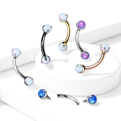 Eyebrow Piercing Ball Opal Internally Threaded