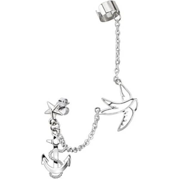 Ear Cuff Anchor Swallow Silver