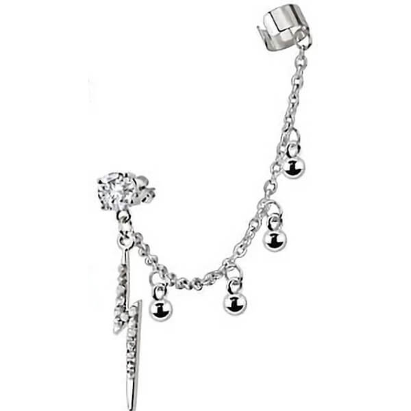 Ear Cuff Thunder Bolt Ball Zirconia