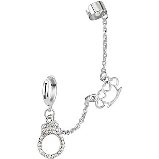 Boucle d'Oreille Manchette d'Oreille Pendentif Menotte Poing Américain Argent Cliqueur