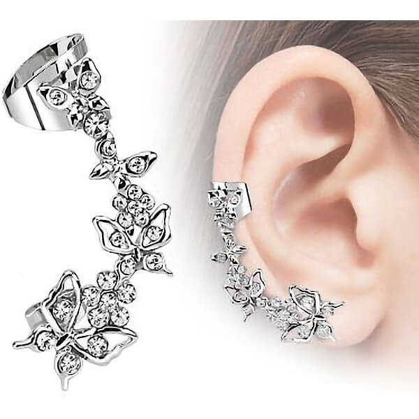 Earcuff Ear Cuff Butterfly Zirconia Bendable