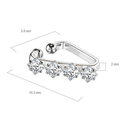 Earcuff Ear Cuff Dreieck Silber 4 Zirkonia Biegbar