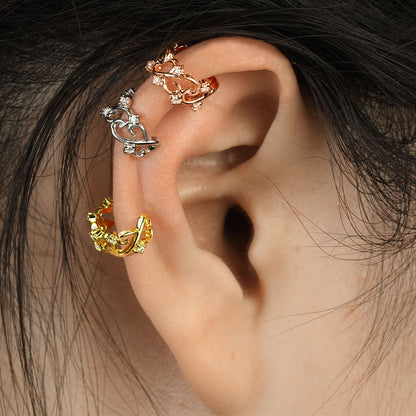 Earcuff Ear cuff cuore e zirconi Pieghevole