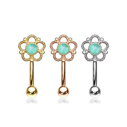 Eyebrow Piercing Flower Turquoise