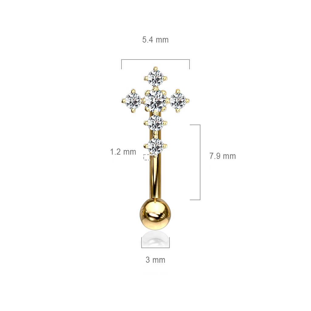 Eyebrow Piercing Cross Zirconia