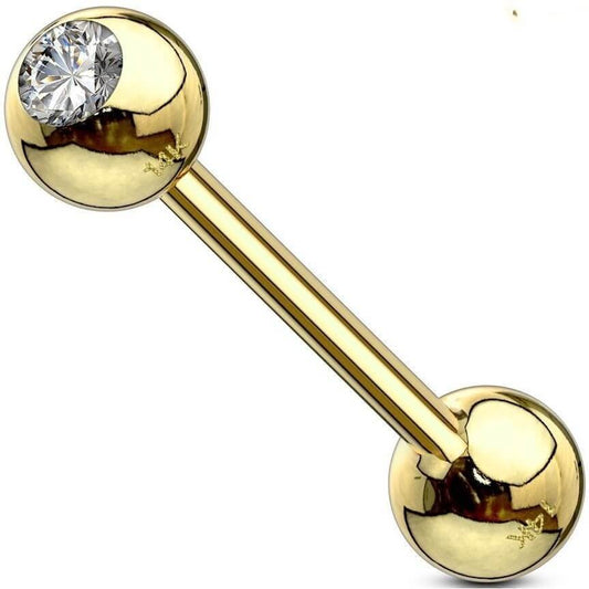 Oro 14 kt Barbell Sfera con zircone