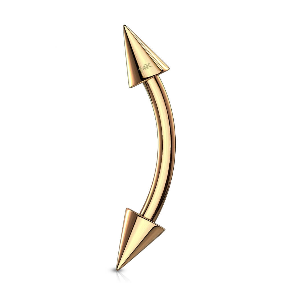 Solid Gold 14 Carat Eyebrow Piercing Spike