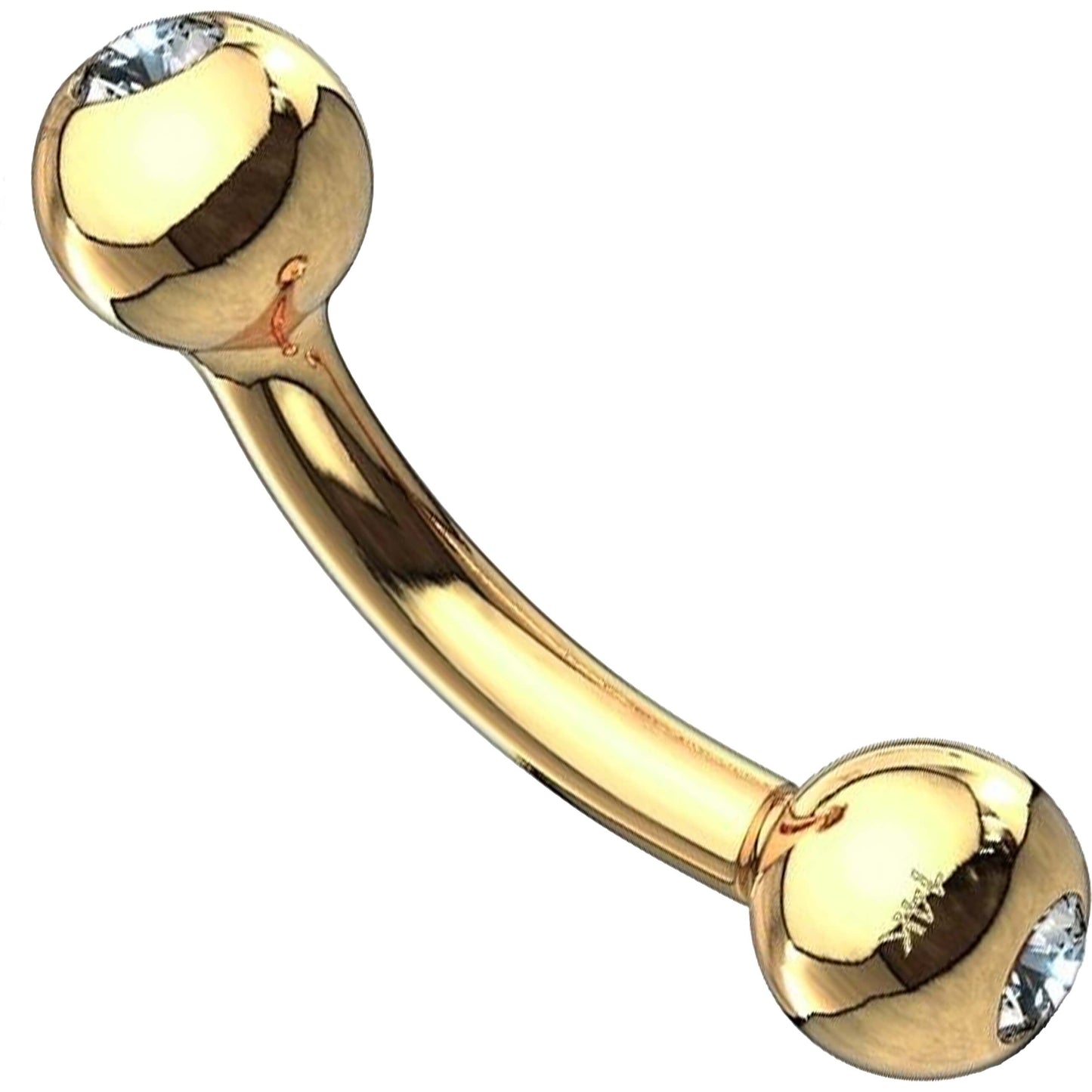 Solid Gold 14 Carat Eyebrow Piercing Ball Zirconia