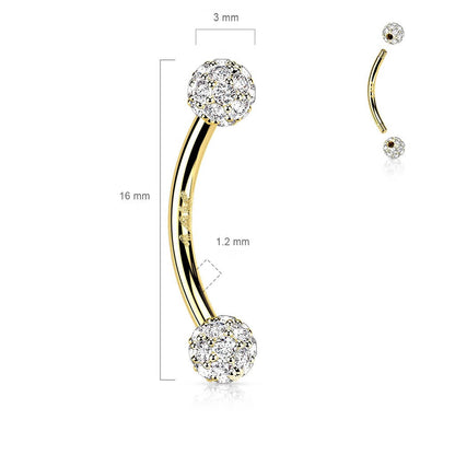 Solid Gold 14 Carat Eyebrow Piercing Zirconia