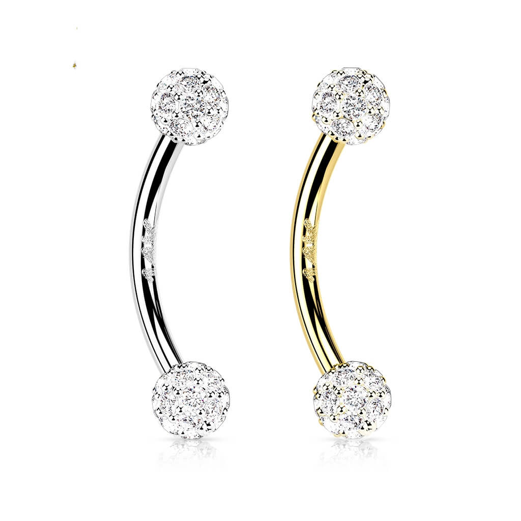 Oro 14 kt Piercing Sopracciglio Sfera con zircone