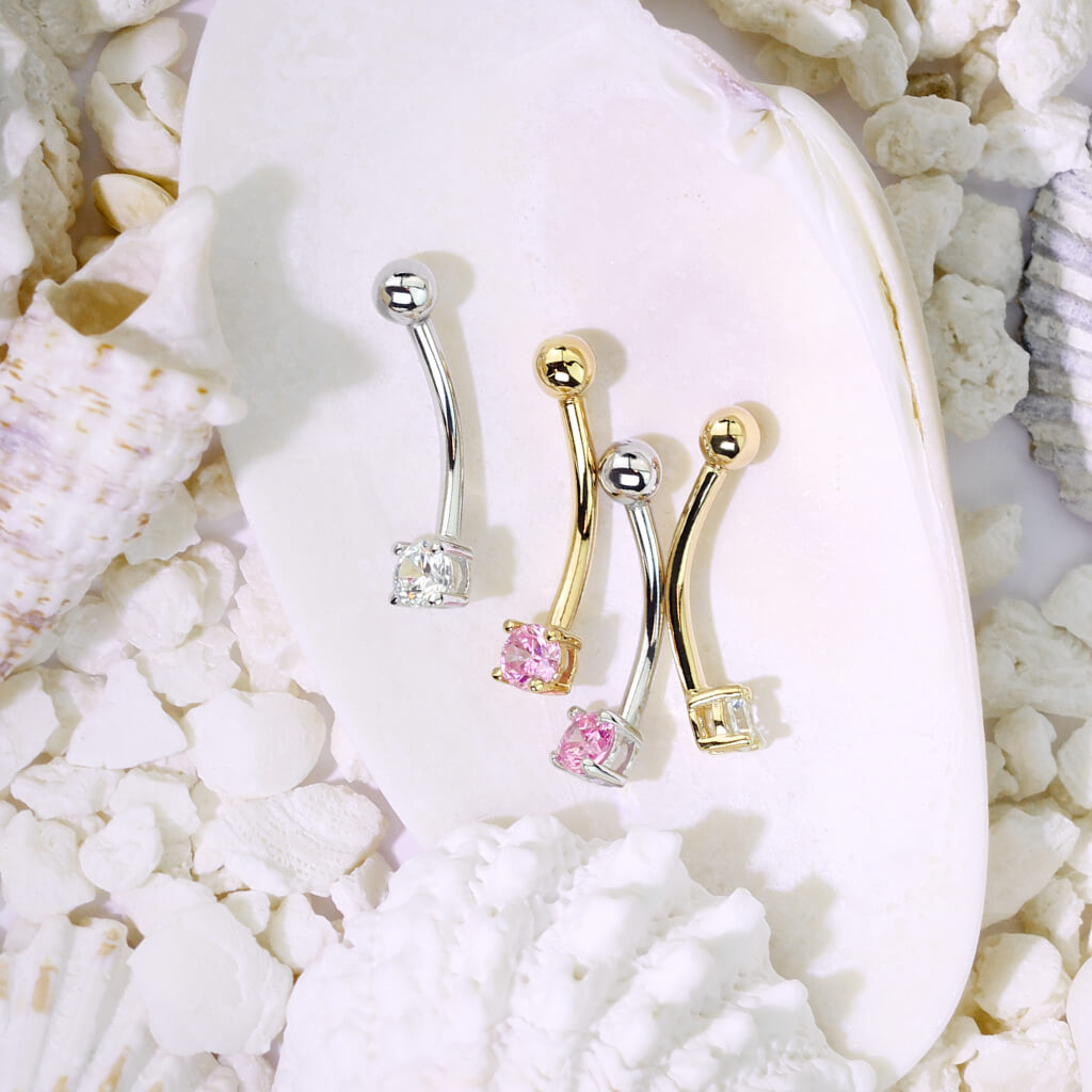 Oro 14 kt Piercing Sopracciglio Zircone