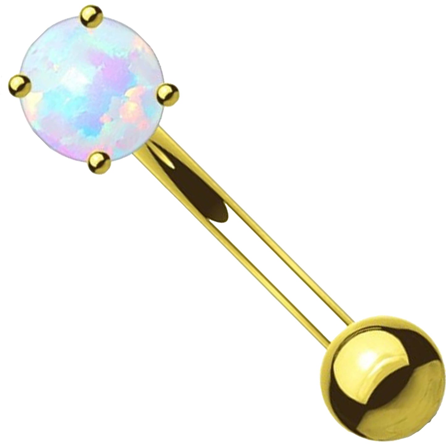 14 Karat Gold Augenbrauenpiercing Kugel Opal Gelbgold Weißgold