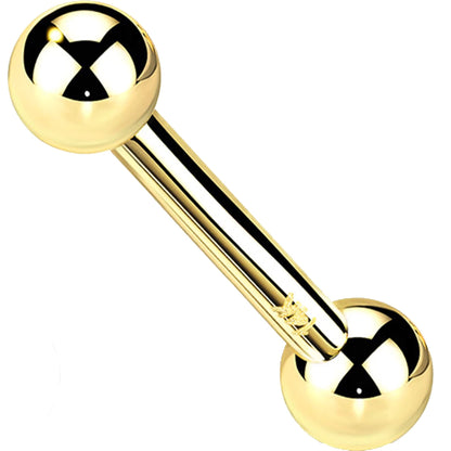 Solid Gold 14 Carat Barbell Ball Push-In