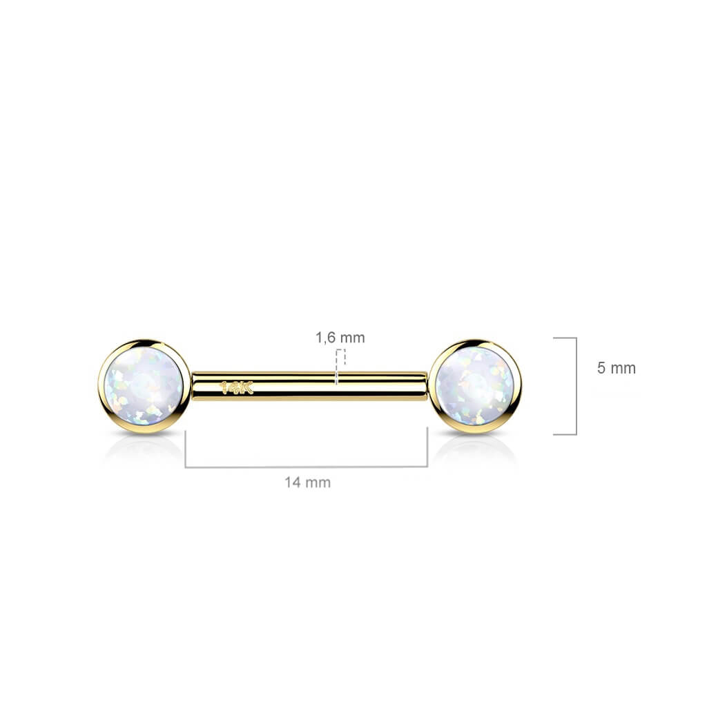 Solid Gold 14 Carat Nipple Piercing Round Zirconia Push-In