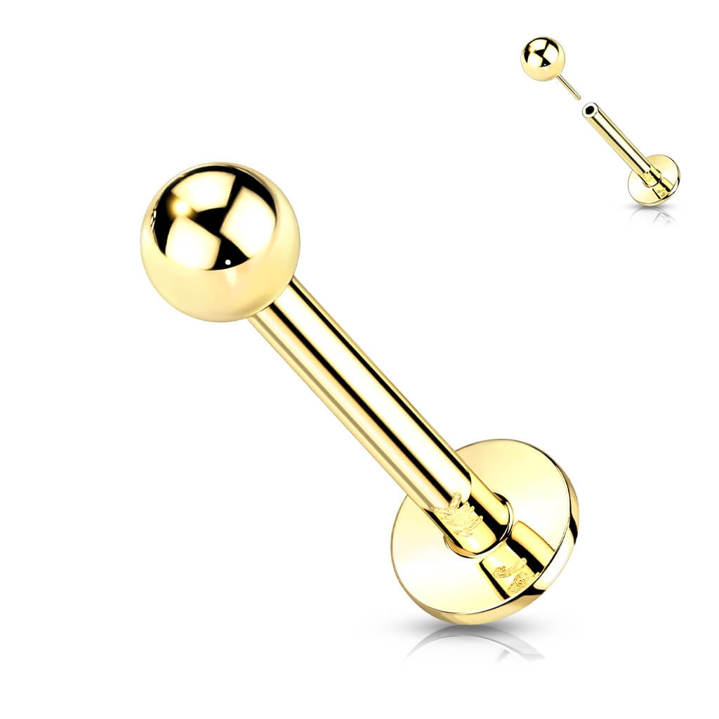 Or 14kt Labret Bille Enfoncer