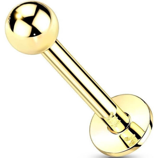 Solid Gold 14 Carat Labret Ball Push-In