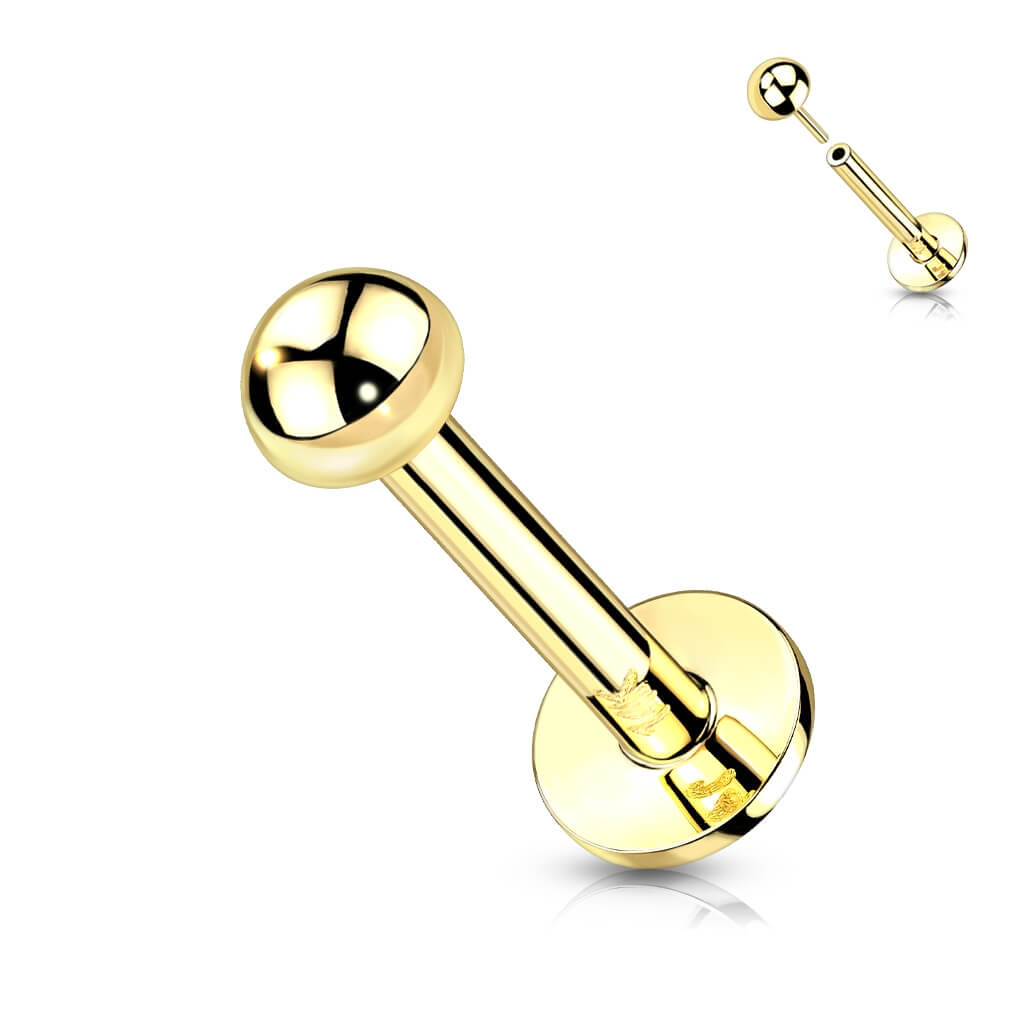 14 Karat Gold Labret Kuppel Gelbgold Weißgold Push-In