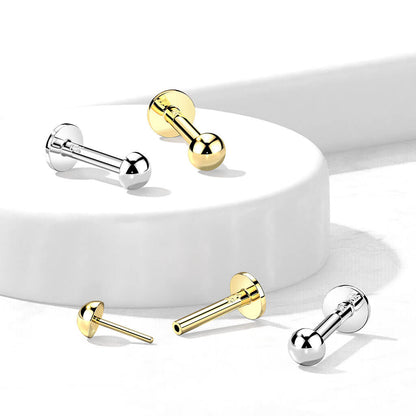 14 Karat Gold Labret Kuppel Gelbgold Weißgold Push-In