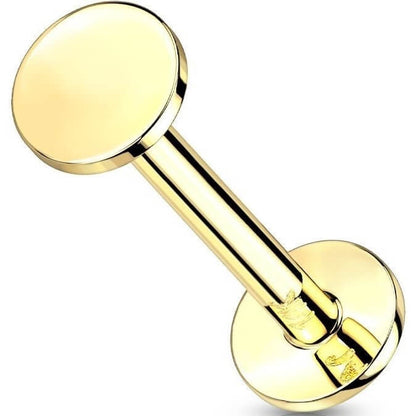 Oro 14 kt Labret Tondo piatto  Push-In