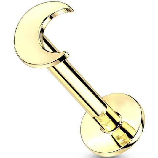 Oro 14 kt Labret Luna piatta Push-In