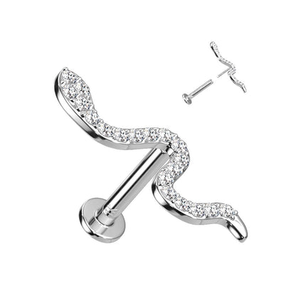 Oro 14kt Serpiente de Circonita Push In Labret