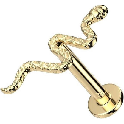 Or 14kt Labret Serpent Enfoncer