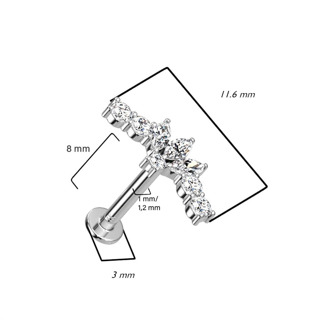 Or 14kt Labret Marquise Zircone Enfoncer