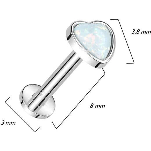 Oro 14 kt Labret Cuore Opale Push-In