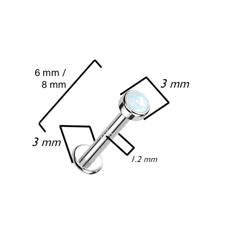 Or 14kt Labret Opale Filetage Interne