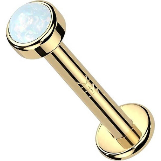 Or 14kt Labret Opale Filetage Interne