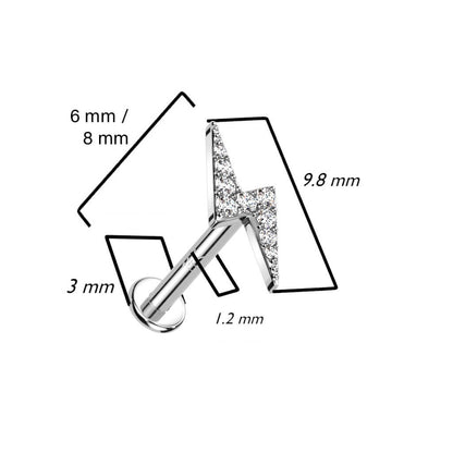 Oro 14 kt Labret Saetta in Zirconi  Filettatura Interna