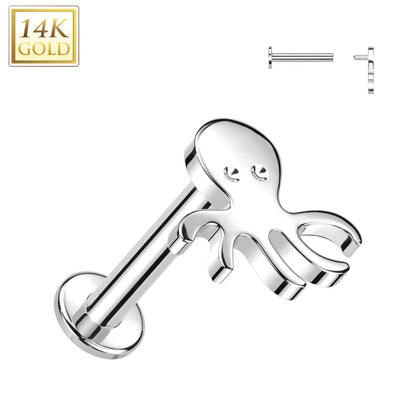 Solid Gold 14 Carat Labret Octopus Internally Threaded