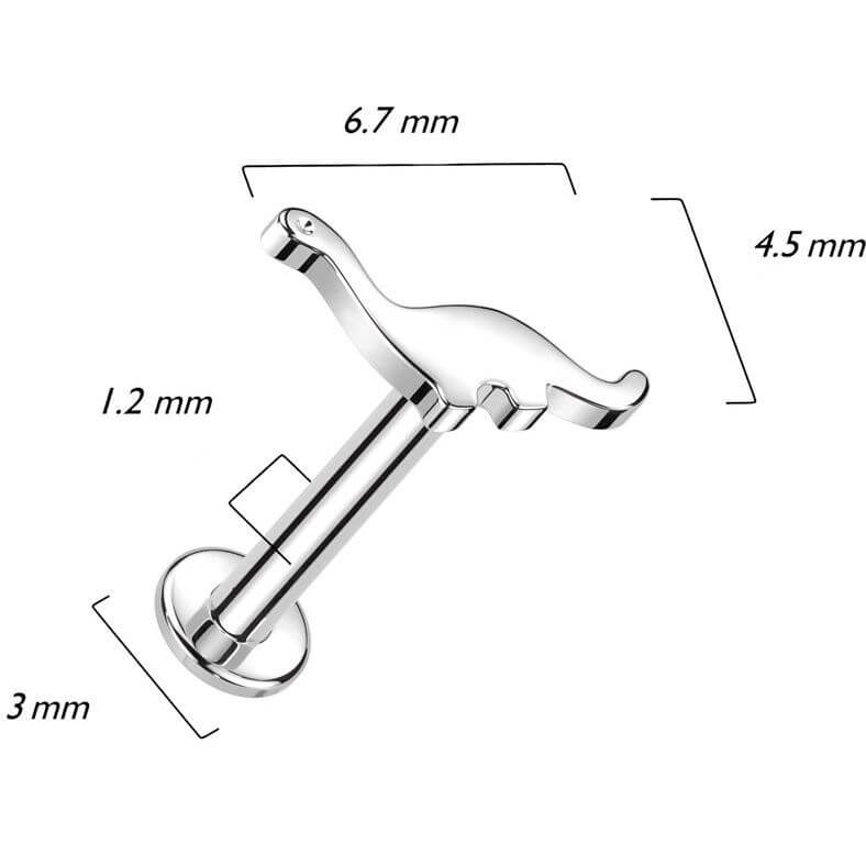 Oro 14 kt Labret Dinosauro Filettatura Interna