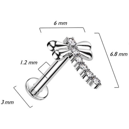 Oro 14kt Libélula de Circonitas Rosca interna Labret