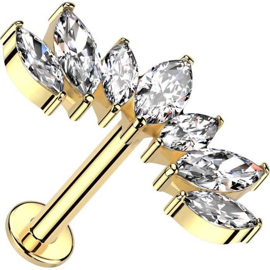 Oro 14kt 7 Circonitas Marquesa Rosca interna Labret