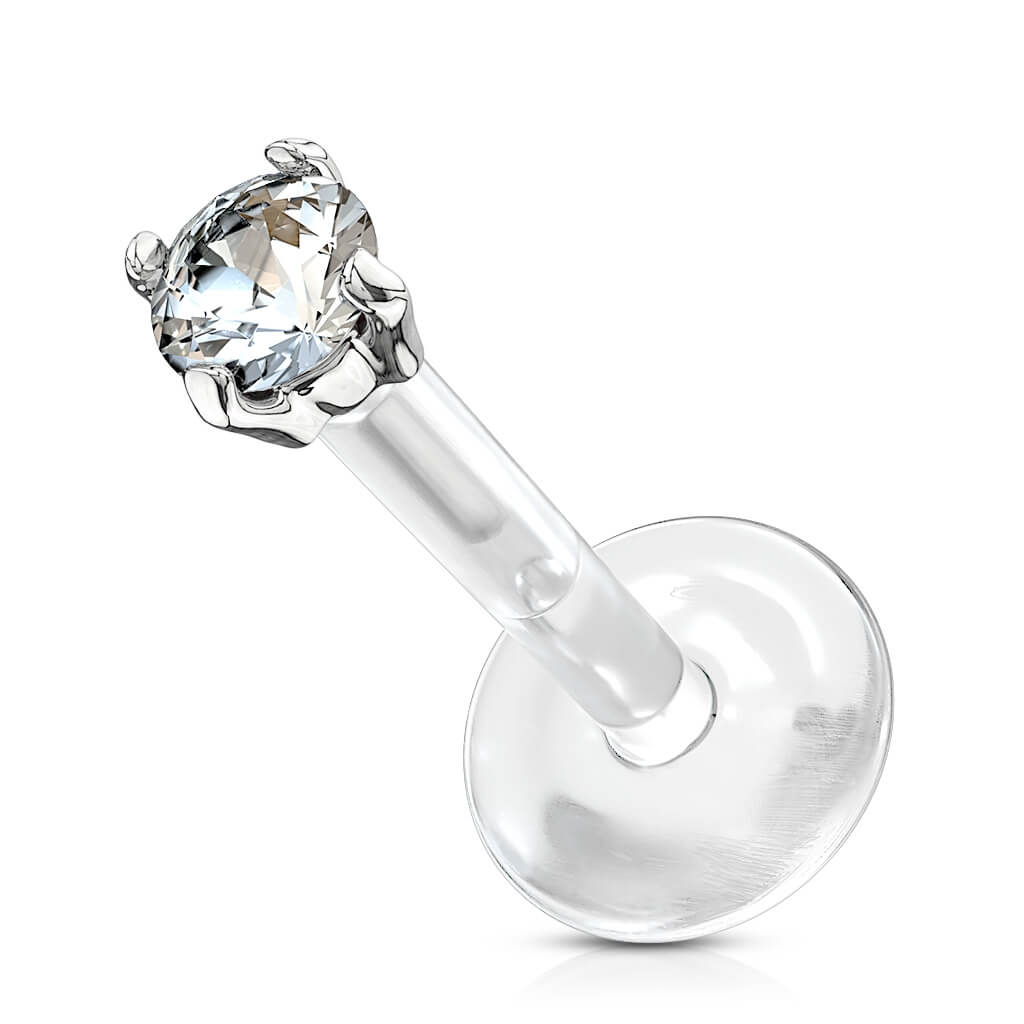 Or 14kt Labret Zircone Enfoncer