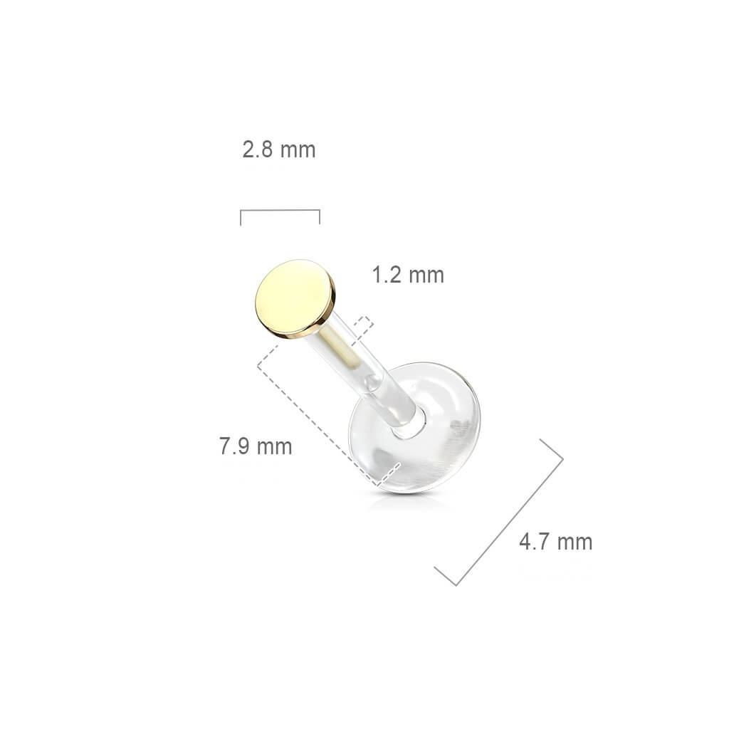 Oro 14kt Circulo plano Push In Labret