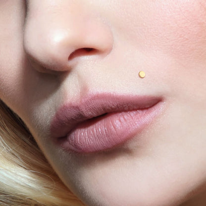 14 Karat Gold Labret Rund Flach Gelbgold Weißgold Push-In