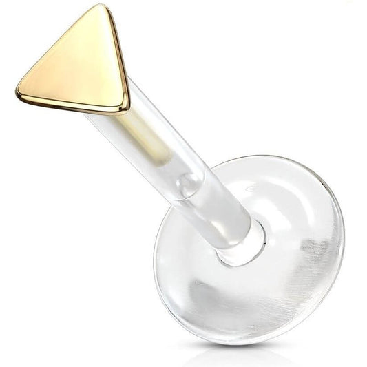 Oro 14 kt Labret Triangolo piatto Push-In