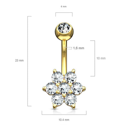 Oro 14kt Piercing ombligo Circonita Flor