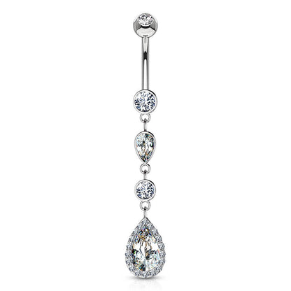 Or 14kt Piercing Nombril Pendentif Goutte Zircone