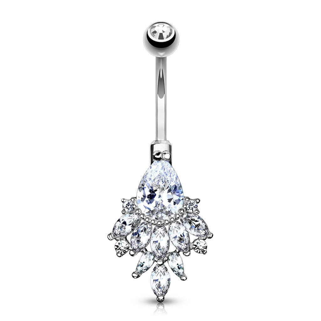 Or 14kt Piercing Nombril Poire Zircone