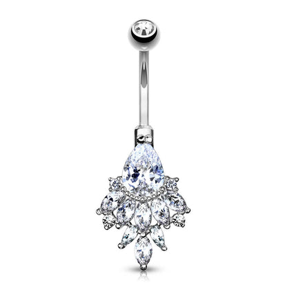 Or 14kt Piercing Nombril Poire Zircone