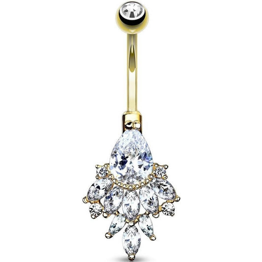 Or 14kt Piercing Nombril Poire Zircone