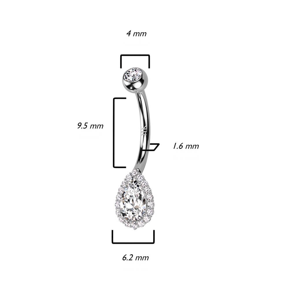 Or 14kt Piercing Nombril Goutte Opale Zircone