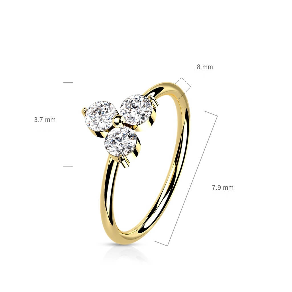 14 Karat Gold Ring Ring Blume Zirkonia Gelbgold Weißgold Biegbar