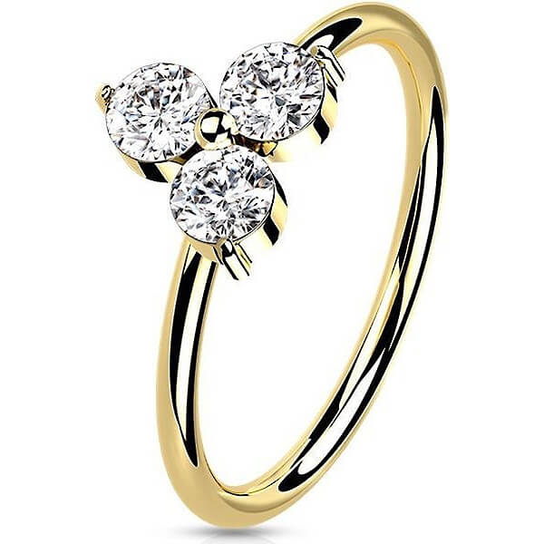 Oro 14kt Anillo Flor Circonita Flexible