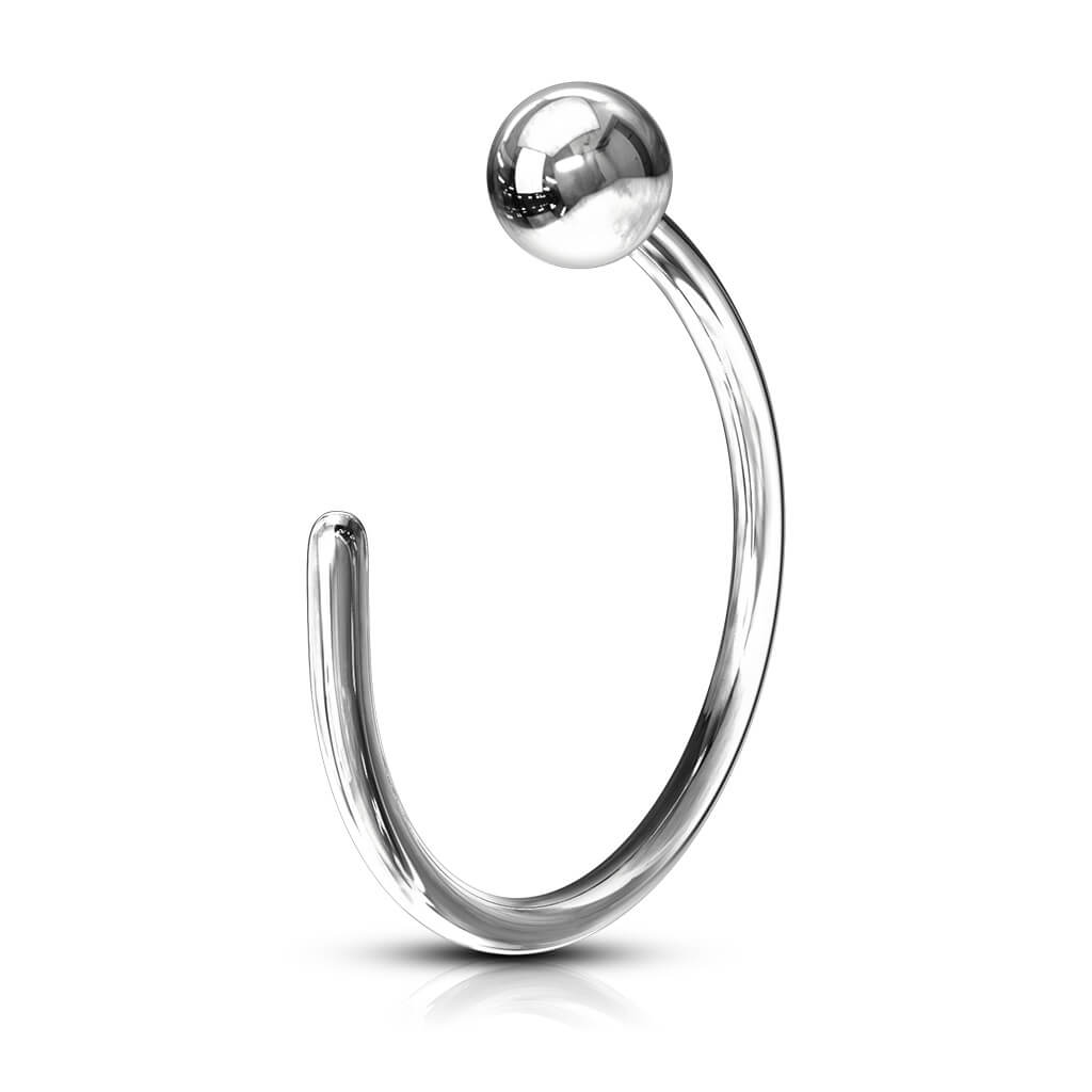 Solid Gold 14 Carat Nose Hoop Half Hoop Ring