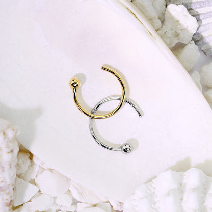 Solid Gold 14 Carat Nose Hoop Half Hoop Ring