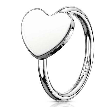 Oro 14 kt Anello Piercing Cuore Pieghevole